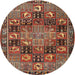 Square Machine Washable Traditional Saffron Red Rug, wshtr4290