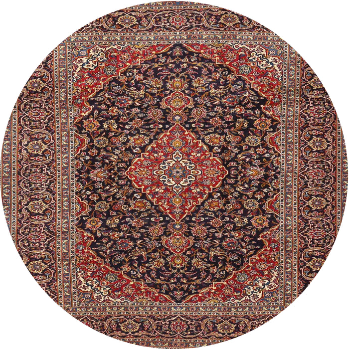 Round Traditional Orange Salmon Pink Medallion Rug, tr4291