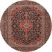 Round Traditional Orange Salmon Pink Medallion Rug, tr4291