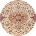 Round Traditional Gold Brown Persian Rug, tr4294