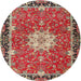 Round Traditional Camel Brown Persian Rug, tr4296