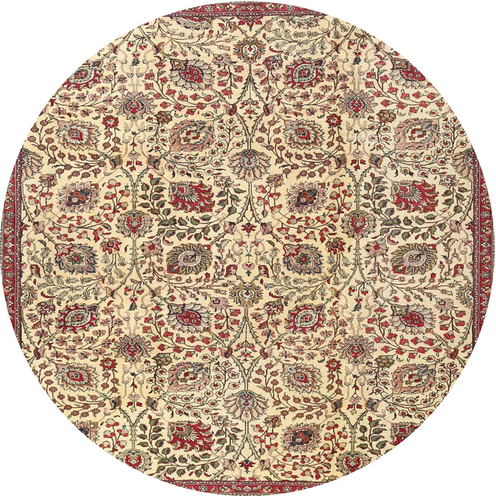 Round Traditional Sienna Brown Persian Rug, tr4298