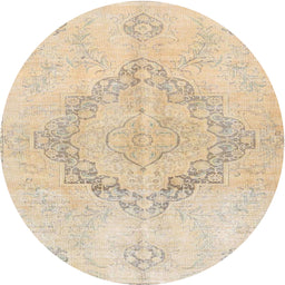 Round Traditional Deep Peach Orange Persian Rug, tr4299