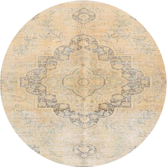 Square Machine Washable Traditional Deep Peach Orange Rug, wshtr4299