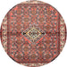 Square Machine Washable Traditional Brown Red Rug, wshtr429