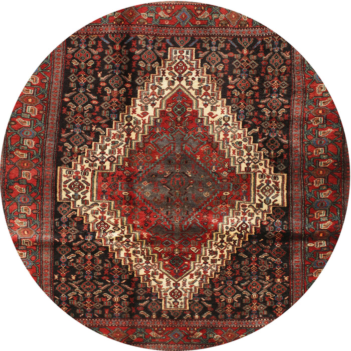 Square Machine Washable Traditional Sienna Brown Rug, wshtr42