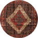 Square Machine Washable Traditional Sienna Brown Rug, wshtr42