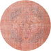 Round Traditional Light Salmon Rose Pink Persian Rug, tr4301