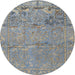 Round Traditional Dark Gray Animal Rug, tr4302