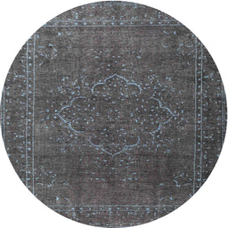 Round Traditional Black Persian Rug, tr4304