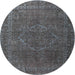 Square Machine Washable Traditional Black Rug, wshtr4304