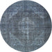 Round Traditional Light Slate Gray Persian Rug, tr4306