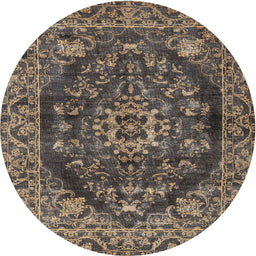 Square Machine Washable Traditional Mocha Brown Rug, wshtr4308