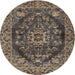 Round Traditional Mocha Brown Persian Rug, tr4308