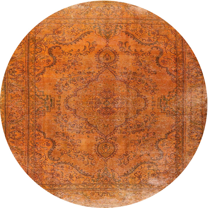 Square Machine Washable Traditional Orange Red Rug, wshtr4309