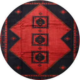 Round Traditional Charcoal Black Persian Rug, tr430