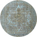 Round Traditional Dark Gray Persian Rug, tr4313