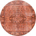 Round Traditional Coral Orange Persian Rug, tr4315