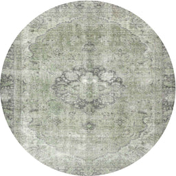 Round Traditional Pale Silver Gray Persian Rug, tr4317