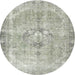 Round Traditional Pale Silver Gray Persian Rug, tr4317