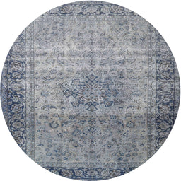 Round Traditional Dark Gray Persian Rug, tr4318