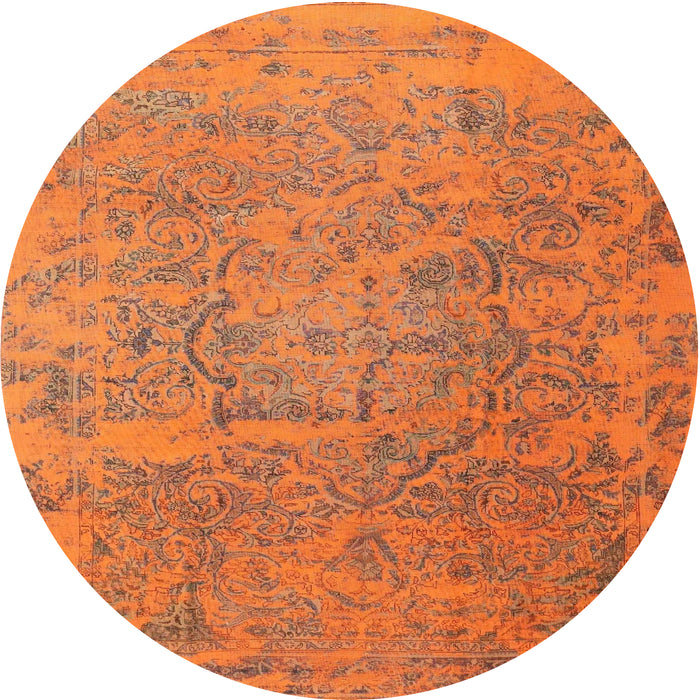 Square Machine Washable Traditional Orange Red Rug, wshtr4319