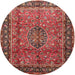Square Machine Washable Traditional Copper Red Pink Rug, wshtr431