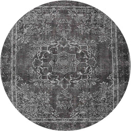 Round Traditional Gunmetal Gray Persian Rug, tr4320