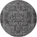 Round Traditional Gunmetal Gray Persian Rug, tr4320