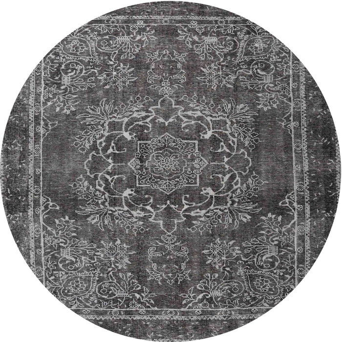 Square Machine Washable Traditional Gunmetal Gray Rug, wshtr4320