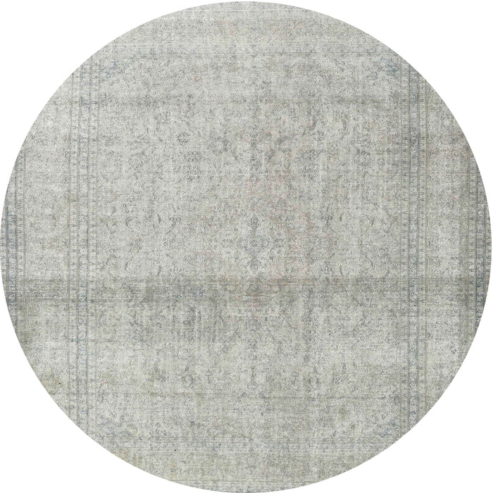 Round Traditional Dark Gray Persian Rug, tr4323