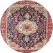 Round Traditional Light French Beige Brown Medallion Rug, tr4324