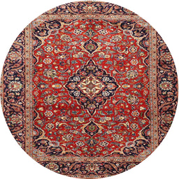 Square Machine Washable Traditional Saffron Red Rug, wshtr4326