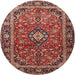 Square Machine Washable Traditional Saffron Red Rug, wshtr4326