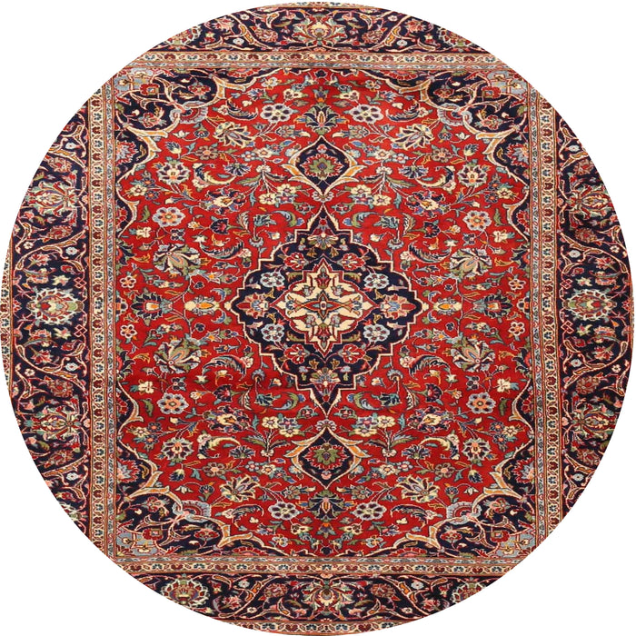 Round Traditional Saffron Red Medallion Rug, tr4326