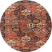 Round Traditional Saffron Red Persian Rug, tr4328