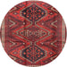 Round Traditional Chestnut Brown Persian Rug, tr4330