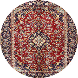 Square Machine Washable Traditional Saffron Red Rug, wshtr4331
