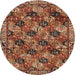 Square Machine Washable Traditional Saffron Red Rug, wshtr4332