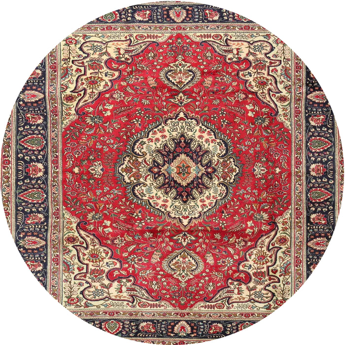 Round Traditional Fire Brick Red Persian Rug, tr4333