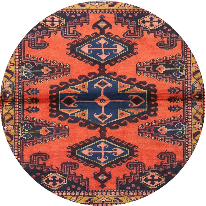 Round Traditional Rust Pink Persian Rug, tr4334