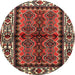 Round Traditional Saffron Red Persian Rug, tr4335