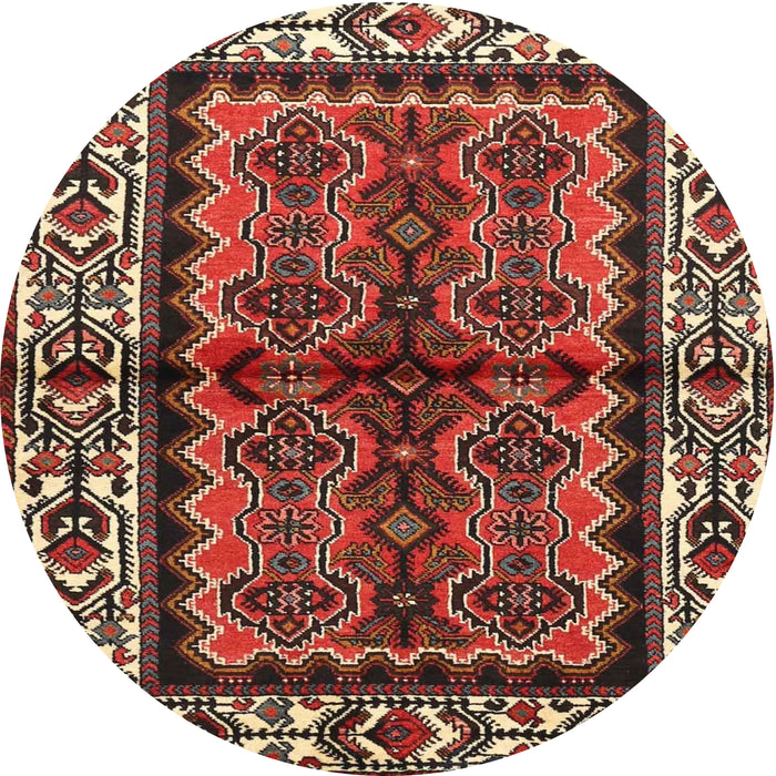 Square Machine Washable Traditional Saffron Red Rug, wshtr4335