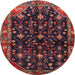 Round Traditional Saffron Red Persian Rug, tr4336