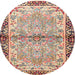 Round Traditional Cherry Red Persian Rug, tr4337