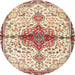 Round Traditional Khaki Gold Persian Rug, tr4339