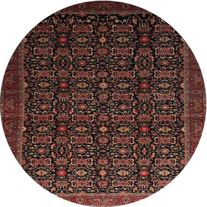 Square Machine Washable Traditional Sienna Brown Rug, wshtr433