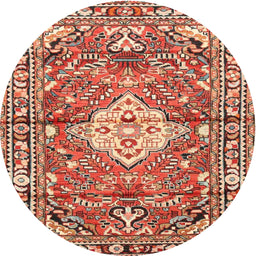 Round Traditional Sandy Brown Medallion Rug, tr4340
