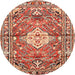 Round Traditional Sandy Brown Medallion Rug, tr4340