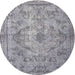 Round Traditional Gray Persian Rug, tr4347